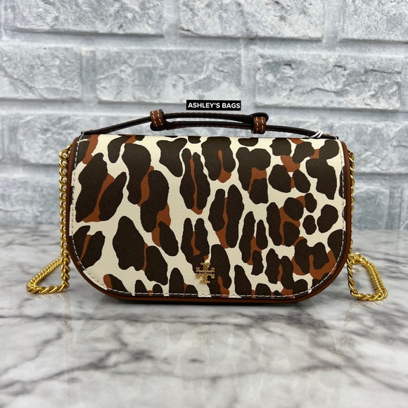 Tory Burch Emerson Printed Top Handle Crossbody In Leopard Print - Picture 3 of 13
